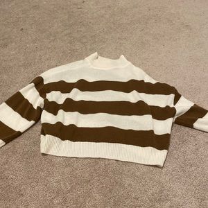 H&M, brown and white sweater, medium.